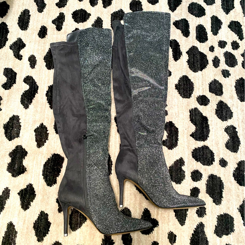 Knee high glitter boots